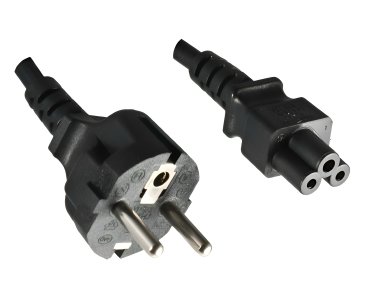 DINIC Netzkabel,  Schutzkontaktstecker auf C5 Kleeblatt-Stecker,